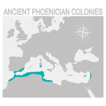 Map of the Ancient Phoenician colonies Stock Illustration