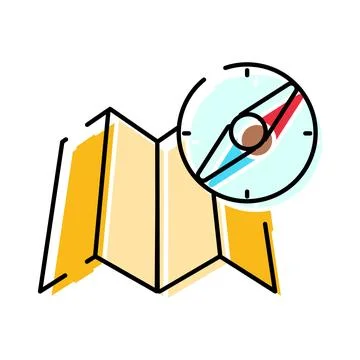 Map and compass guiding exploration journey concept Stock Illustration