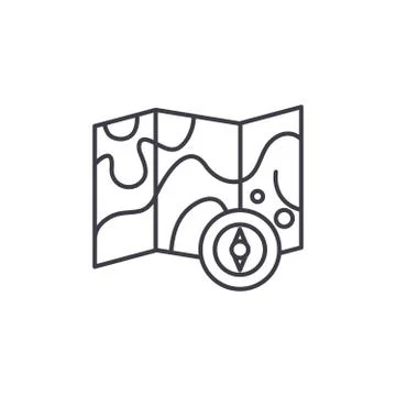 Map and compass line icon concept. Map and compass vector linear illustration Stock Illustration