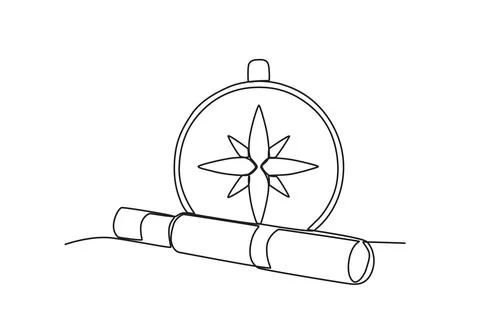 A map and compass for sailing Stock Illustration