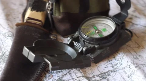 Map and Compass Turning Stock Footage 41690179
