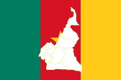 Map and falg of Cameroon Stock Illustration