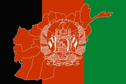 Map and flag of Afghanistan Stock Illustration