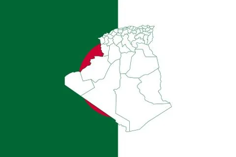 Map and flag of Algeria Stock Illustration