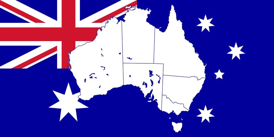 Map and flag of Australia Stock Illustration