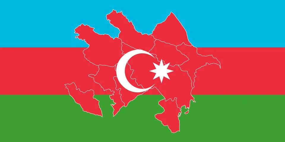 Map and flag of Azerbaijan Stock Illustration