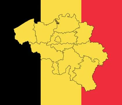 Map and flag of Belgium Illustrazione stock