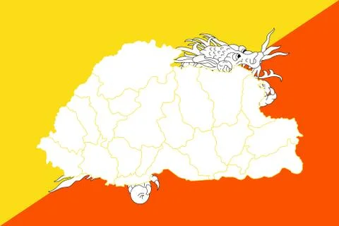 Map and flag of Bhutan Stock Illustration