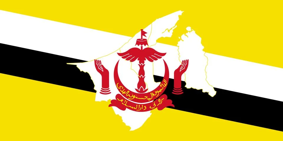 Map and flag of Brunei Stock Illustration