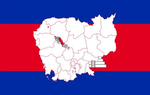 Map and flag of Cambodia Stock-Illustration