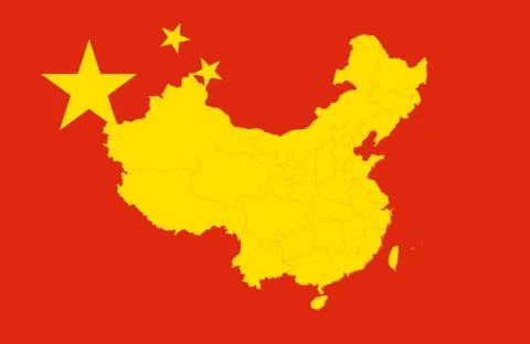 Map and flag of China Stock Illustration