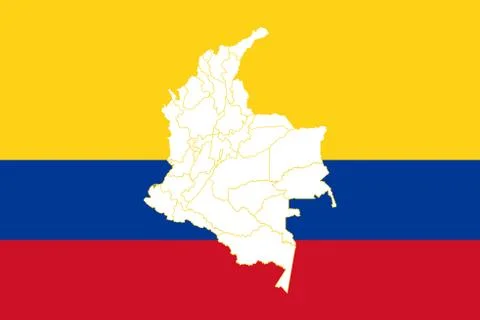 Map and flag of Colombia Stock Illustration