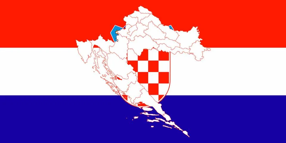 Map and flag of Croatia Stock Illustration