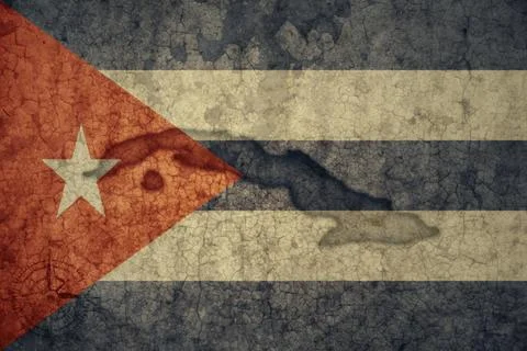Map and flag of cuba on a old vintage crack paper background . 스톡 사진