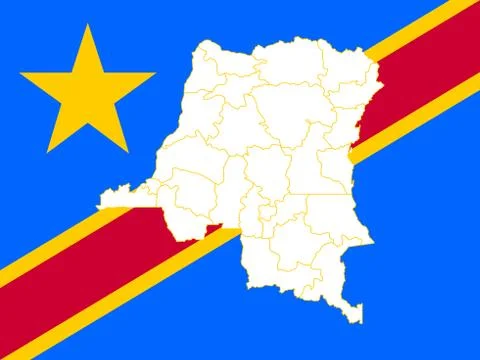 Map and flag of Democratic Republic of the Congo Illustrazione stock