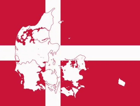 Map and flag of Denmark Stock Illustration