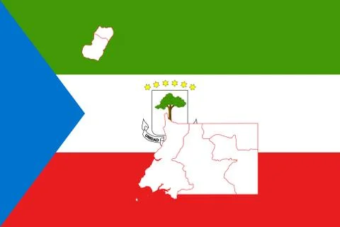 Map and flag of Equatorial Guinea Stock Illustration