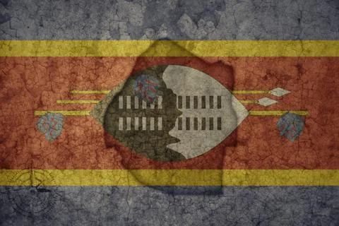 Map and flag of eswatini on a old vintage crack paper background . Stock Photos
