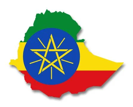 Map and flag of Ethiopia Stock Illustration
