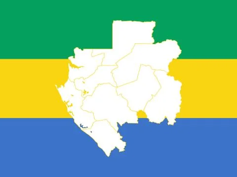 Map and flag of Gabon Stock Illustration