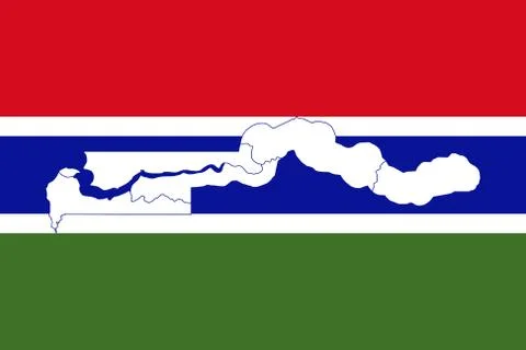 Map and flag of the Gambia Stock Illustration