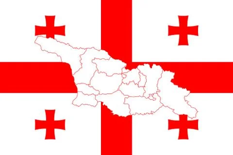Map and flag of Georgia Stock Illustration