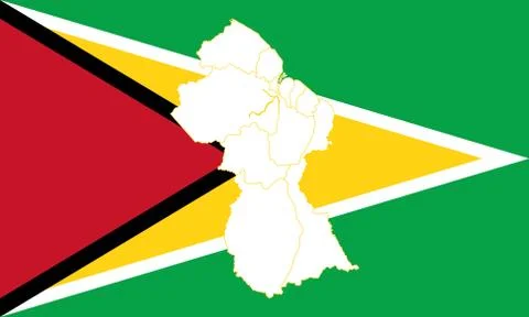 Map and flag of Guyana Stock Illustration