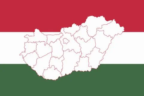 Map and flag of Hungary Stock Illustration