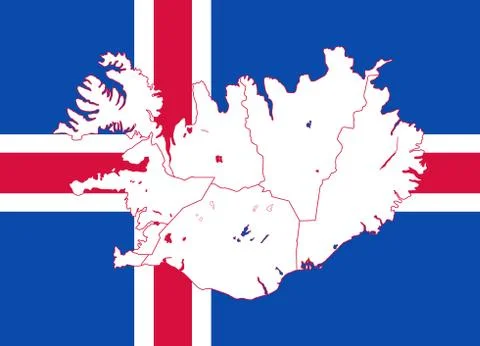 Map and flag of Iceland Stock Illustration