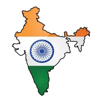 Map and flag of india Illustrazione stock