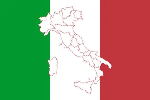 Map and flag of Italy Stock Illustration