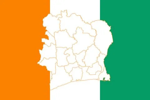 Map and flag of Ivory Coast Stock Illustration