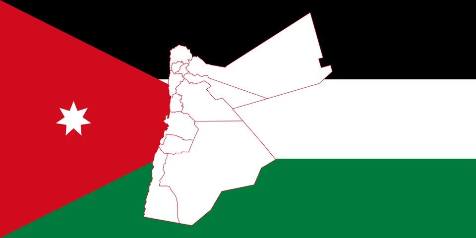 Map and flag of Jordan Stock Illustration