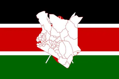 Map and flag of Kenya Stock Illustration