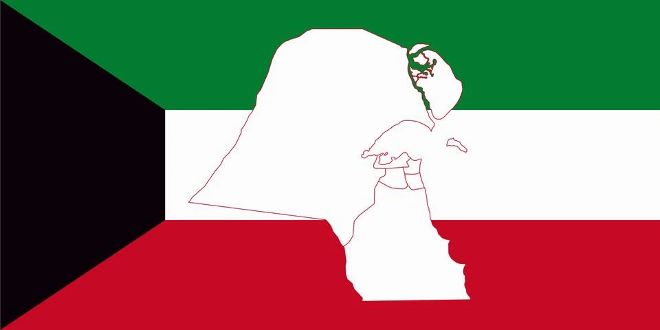 Map and flag of Kuwait Stock Illustration