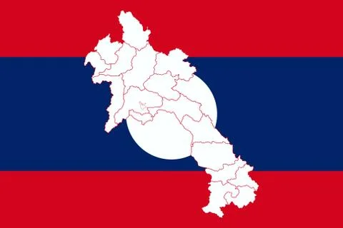 Map and flag of Laos Stock Illustration