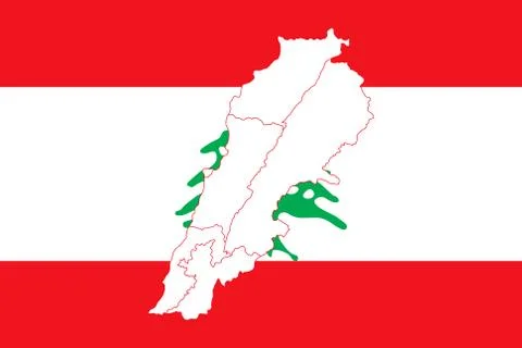 Map and flag of Lebanon Stock Illustration