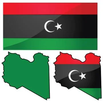 Map and flag of libya Stock Illustration