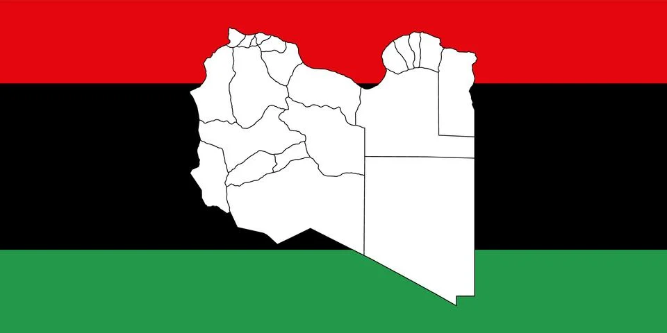 Map and flag of Libya Stock Illustration