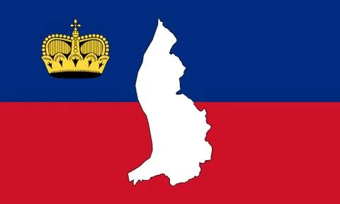 Map and flag of Liechtenstein Stock Illustration