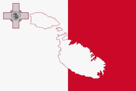 Map and flag of Malta Stock Illustration