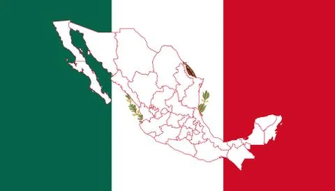 Map and flag of Mexico Stock Illustration