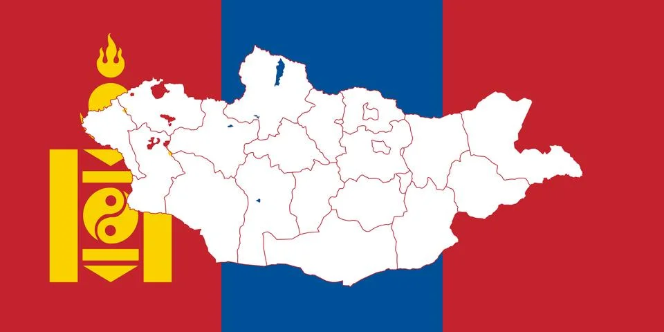Map and flag of Mongolia Stock Illustration