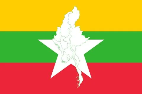 Map and flag of Myanmar Illustrazione stock