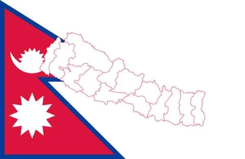 Map and flag of Nepal Stock Illustration
