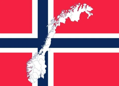 Map and flag of Norway Stock Illustration