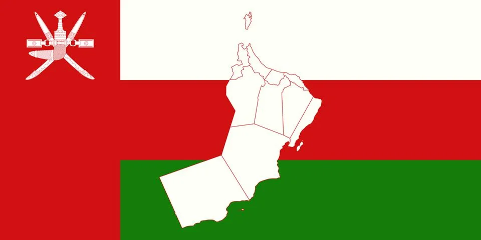 Map and flag of Oman Stock Illustration