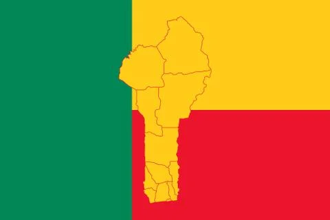 Map and flag of Republic of Benin Stock Illustration
