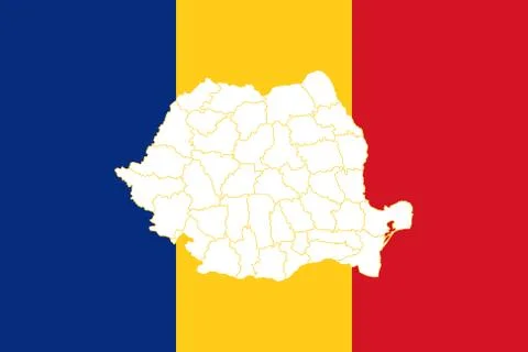 Map and flag of Romania Stock Illustration