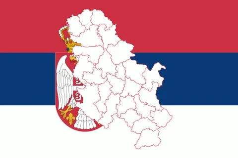 Map and flag of Serbia Stock Illustration